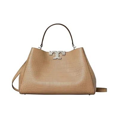 Pre-owned Tory Burch Eleanor Embossed Soft Satchel Bag 'ginger Leaf' | Tan | Women's Size Onesize