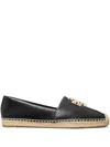 Tory Burch Eleanor Leather Medallion Loafer Espadrilles In Perfect Black