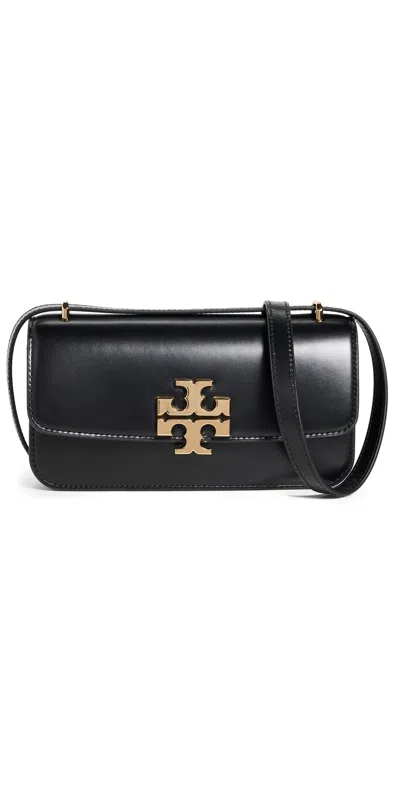 Tory Burch Convertible Eleanor Foldover Top Small Shoulder Bag In Black