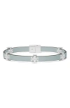 Tory Burch Eleanor Faux Leather Bracelet In Light Silver / Summit