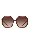 Tory Burch Eleanor Hexagonal Metal-rim Sunglasses In Multi