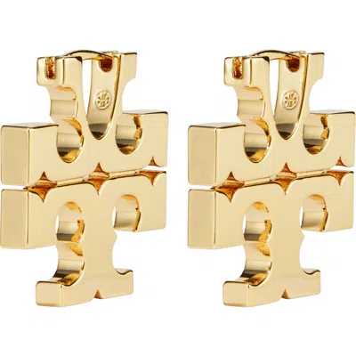 Tory Burch Eleanor Hidden Hoop Earrings In Tory Gold