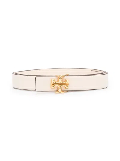Tory Burch Logo-plaque Buckle Belt In Neutrals