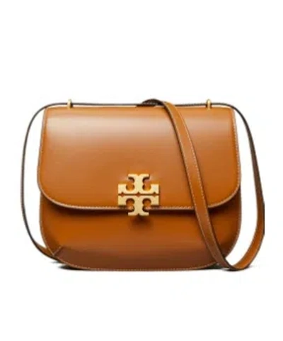 Tory Burch Eleanor Leather Slim Saddle Crossbody Bag In Whiskey