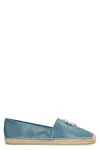 Tory Burch Eleanor Leather Espadrilles Flat Shoes In Turquoise
