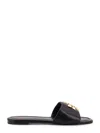 Tory Burch Eleanor Leather Flat Sandals In Black