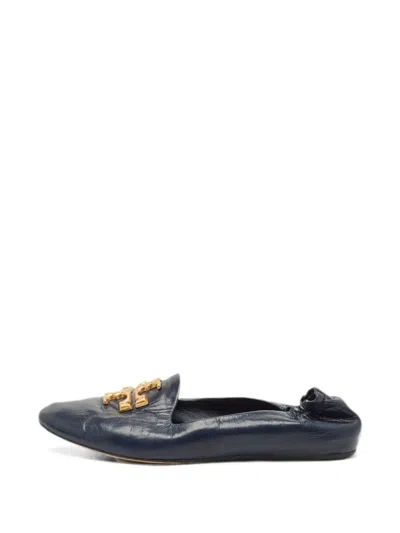 Pre-owned Tory Burch Eleanor Leather Loafers In Blue