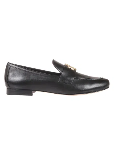 Tory Burch Eleanor Leather Loafers With Gold Accent In Black