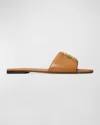 Tory Burch Eleanor Slide Logo-plaque Sandals In Caramel Corn  Gold