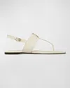 Tory Burch Leather Thong Sandals Gold-tone Hardware In Light Cream