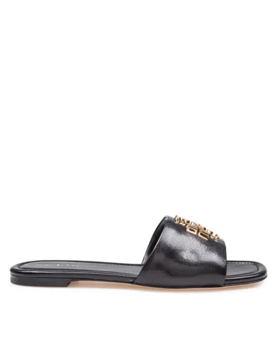 Tory Burch Eleanor Leather Slider Color Black In Multicolor