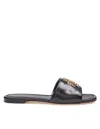 Tory Burch Eleanor Leather Slider Color Black In Black/gold