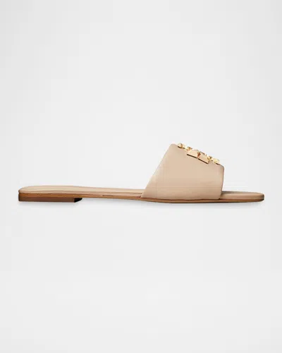 Tory Burch Eleanor Leather Slides In Neutral