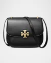 Tory Burch Eleanor Leather Slim Saddle Crossbody Bag In Black