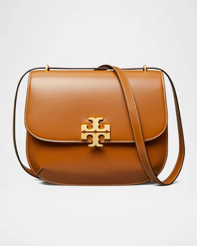 Tory Burch Eleanor Leather Slim Saddle Crossbody Bag In Whiskey