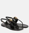 Tory Burch Eleanor Embellished Leather Sandals In Black