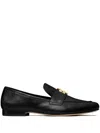 Tory Burch 'eleonor' Black Slip-on Loafers With Double T