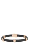 TORY BURCH TORY BURCH ELEANOR LOGO CHARM FAUX LEATHER BRACELET