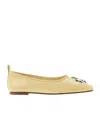 Tory Burch Eleanor Logo-plaque Ballerina In Nude