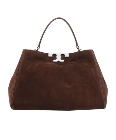 Tory Burch Eleanor Logo Plaque Satchel Bag In Brown