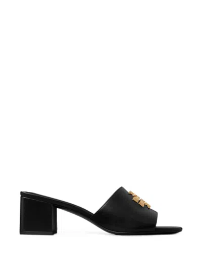 Tory Burch Eleanor Logo-plaque Sandals In Black