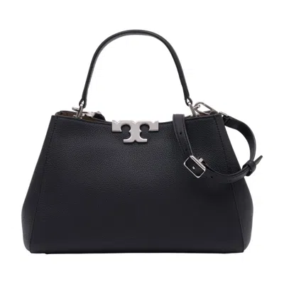 Tory Burch Eleanor Medium Leather Satchel Bag In Black