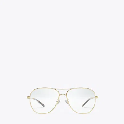 Tory Burch Eleanor Metal Pilot Eyeglasses In Gold