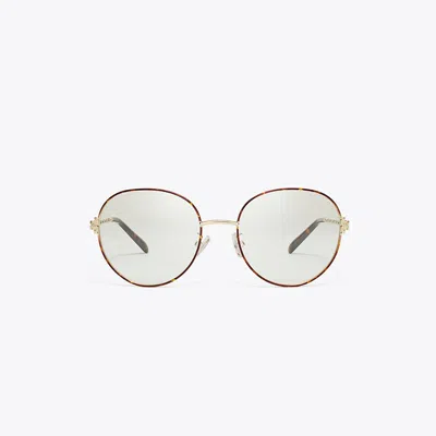 Tory Burch Eleanor Metal Round Eyeglasses In Shiny Light Gold