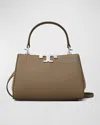 Tory Burch Eleanor Mini Pebbled Leather Satchel Bag In Wild Mushroom