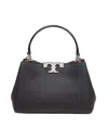 Tory Burch Eleanor Mini Satchel In Hammered Leather Black In Black