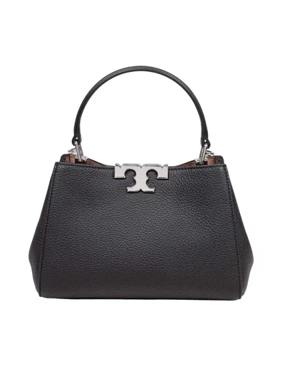 Tory Burch Eleanor Mini Satchel In Hammered Leather Black