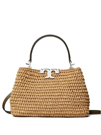 Tory Burch Eleanor Mini Straw Tote Bag In Brown