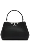 Tory Burch Eleanor Mini T-logo Grained Leather Top Handle Bag In Black