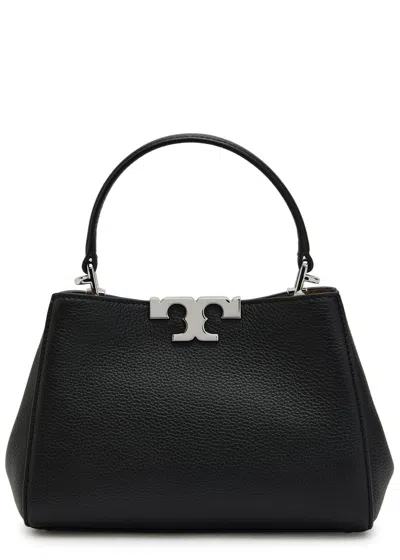 Tory Burch Eleanor Mini T-logo Grained Leather Top Handle Bag In Black
