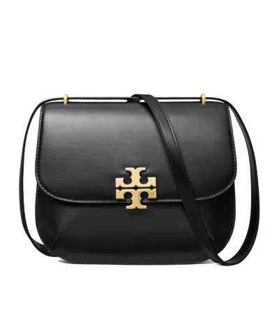 Tory Burch Eleanor Leather Slim Saddle Crossbody Bag In Black