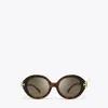 Tory Burch Eleanor Oval Sunglasses In Brown