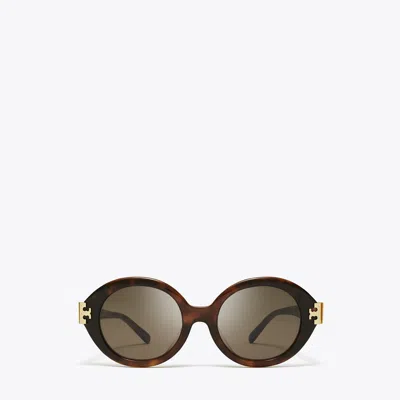 Tory Burch Eleanor Oval Sunglasses In Brown