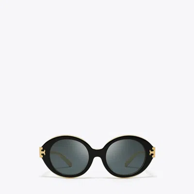 Tory Burch Eleanor Oval Sunglasses In Black