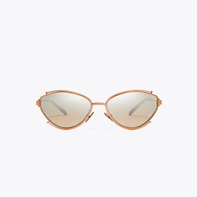 Tory Burch Eleanor Oval Sunglasses In Copper/brown Mirror Gradient Silver