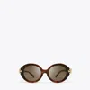Tory Burch Eleanor Oval Sunglasses In Gradient Tortoise/dark Brown