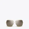 Tory Burch Eleanor Oversized Metal Square Sunglasses In Brown
