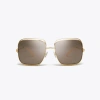 Tory Burch Eleanor Oversized Metal Square Sunglasses In Gold