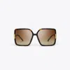 Tory Burch Eleanor Oversized Square Sunglasses In Tortoise/light Brown Gradient