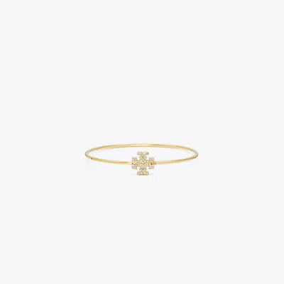 Tory Burch Eleanor Pavé Hinged Cuff In Tory Gold/crystal