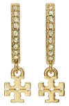 Tory Burch Eleanor Pavé Huggie Hoop Earrings