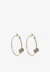 Tory Burch Eleanor Pavé Logo Hoop Earrings In Gold