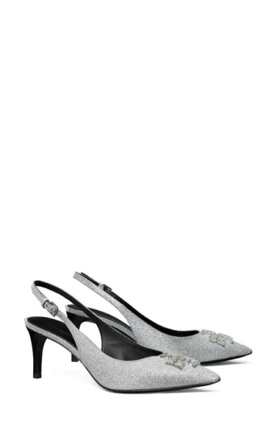 Tory Burch Eleanor Pavé Slingback Pointed Toe Pump In Black