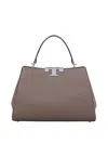 Tory Burch Eleanor Pebbled In Taupe Leather In Brown