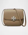 Tory Burch Eleanor Pebbled Leather Saddle Crossbody Bag In Wild Mushroom