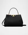 Tory Burch Eleanor Pebbled Leather Satchel Bag In Black